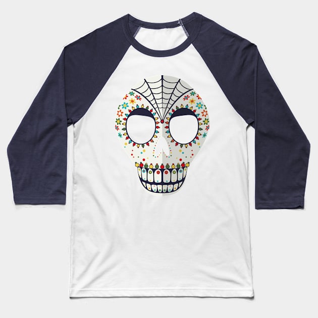 Sugar Skull Baseball T-Shirt by lirch